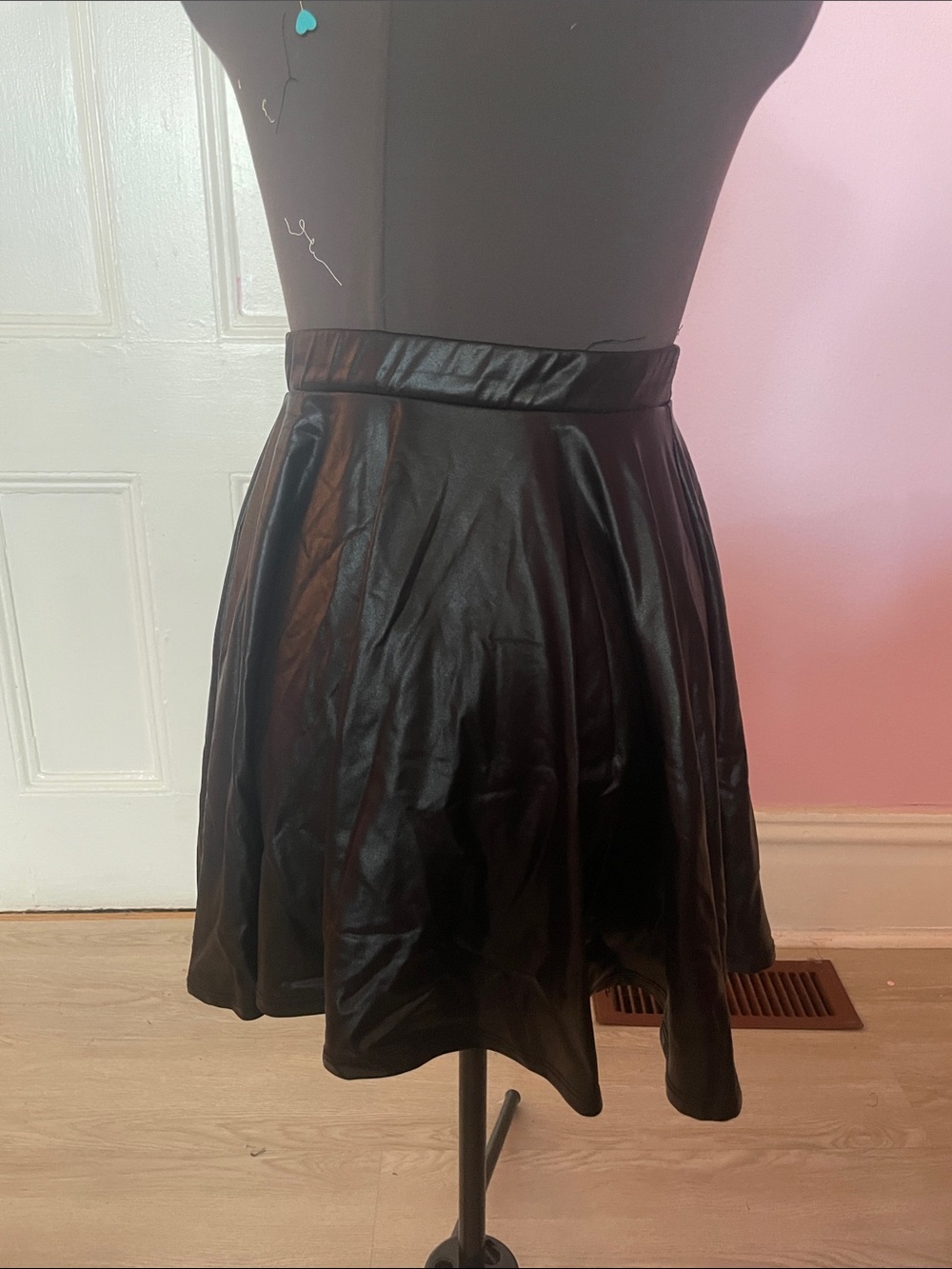 Black Leather Skater skirt